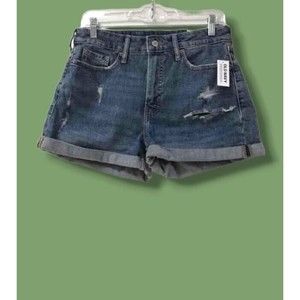 NWT Size 8 Wmns Old Navy High Rise Medium Wash OG Distressed Cuffed Denim Shorts